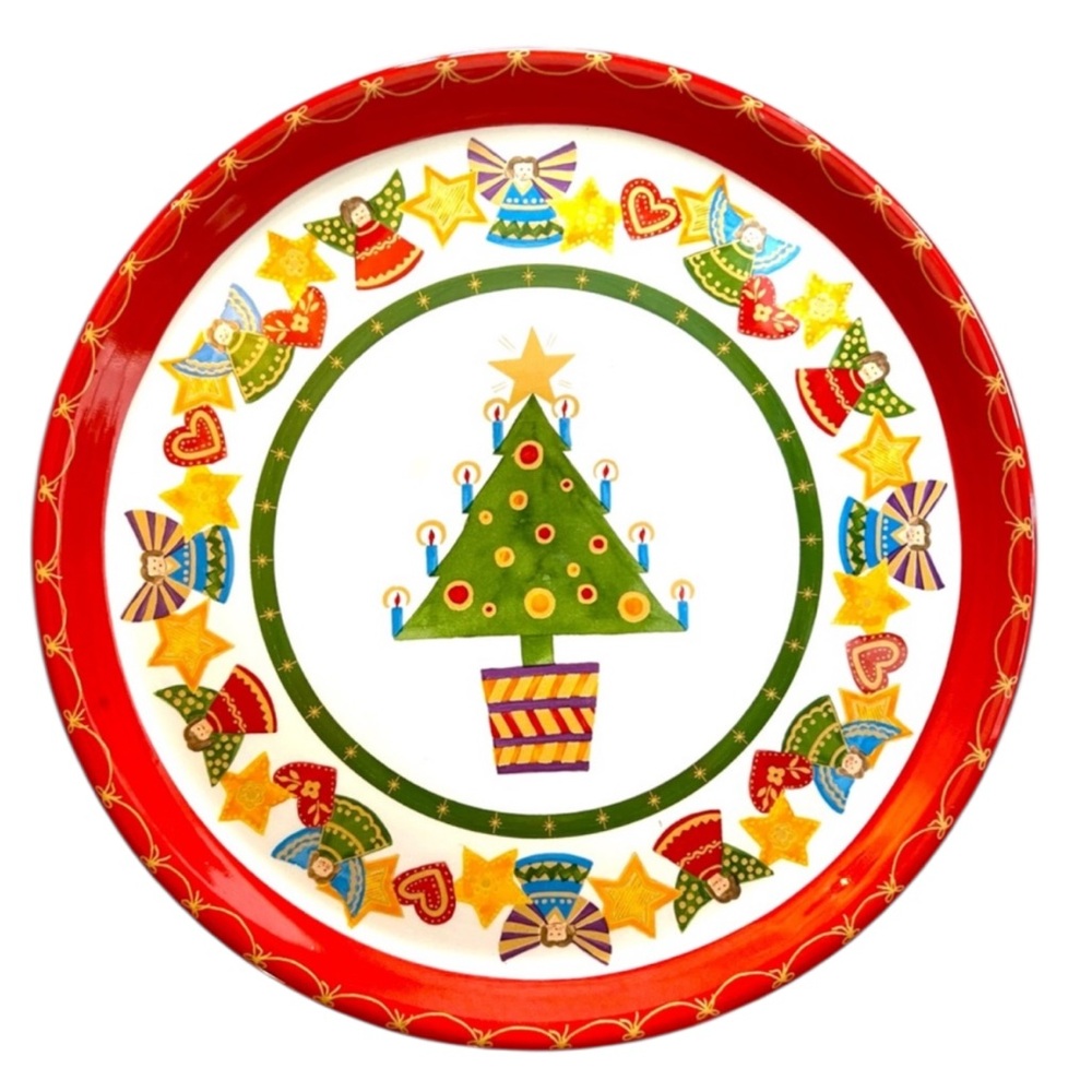 Christopher Radko Cake Stand It's Christmas Dessert  Stand Angel Star Heart